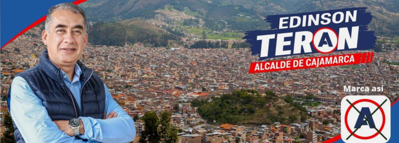 Edinson Terán, candidato a la Alcaldía de Cajamarca, con vista panorámica de la ciudad